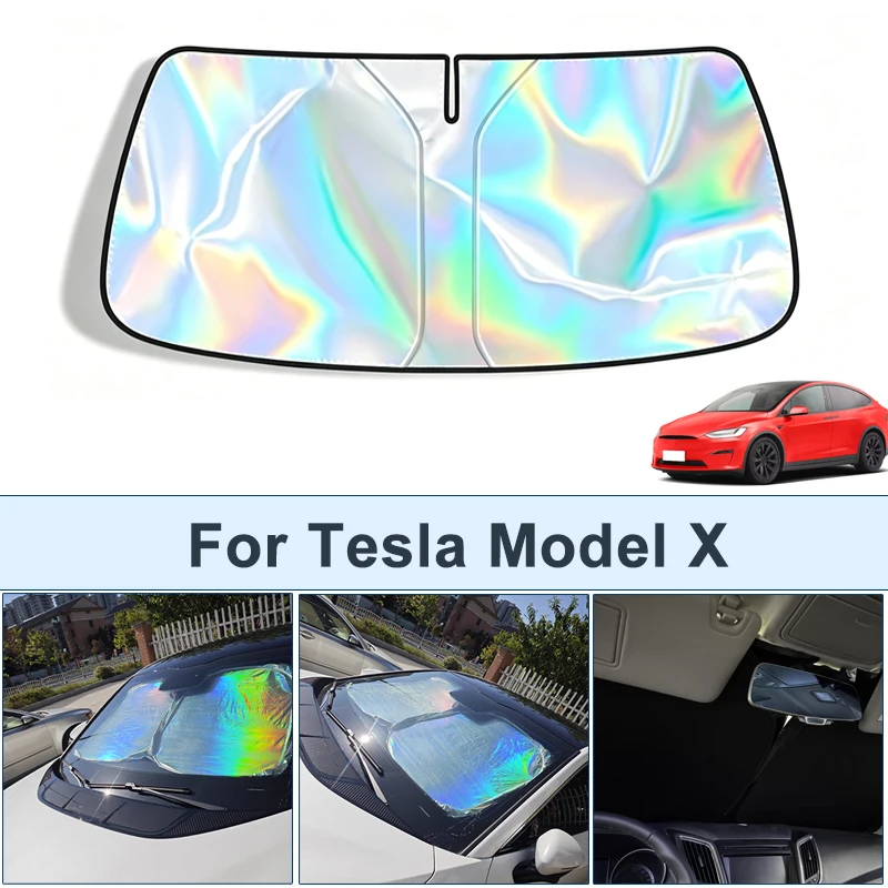 

Foldable Front Windshield Sun Shade For Tesla Model X UV Reflective Sun Protection Cover Car Interior Accessories