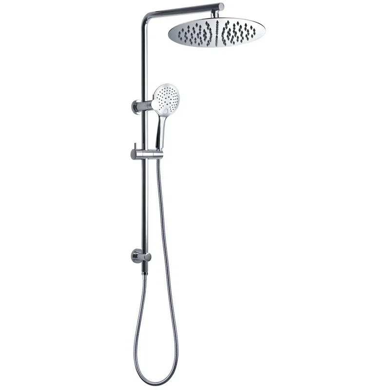 

Chrome 2 in 1 Combination Unit 8/10/12 Inch Large Thin Rain Shower Head Brass Slide Rail Round 3 Function Shower Tub Set