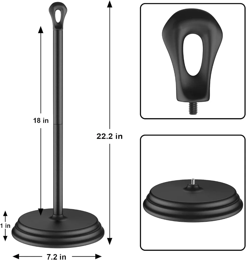 Free Standing Toilet Paper Holder with Storage, Rustproof Metal Tissue Roll Stand for Bathroom, Space Saving, Easy Setup, Black view 2
