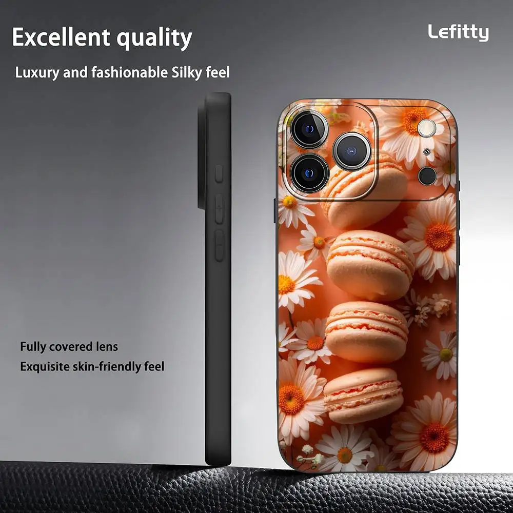 Macaron Ice Cream Cake Donut telefoonhoesje voor iPhone 17 16 15 14 13 Pro Max Plus Mini Frosted Soft Case Funda Schokbestendige hoesjes