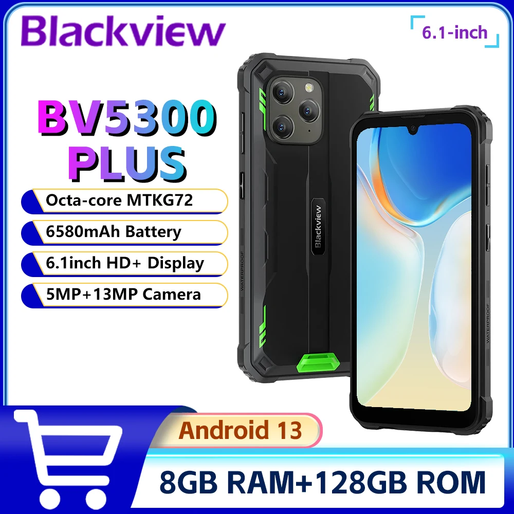 Прочный смартфон Blackview BV5300 Plus, 6,1-дюймовый HD-дисплей, восьмиядерный процессор G72, 8/128 ГБ, мобильный телефон, 13 МП, 6580 мАч, NFC-мобильный телефон