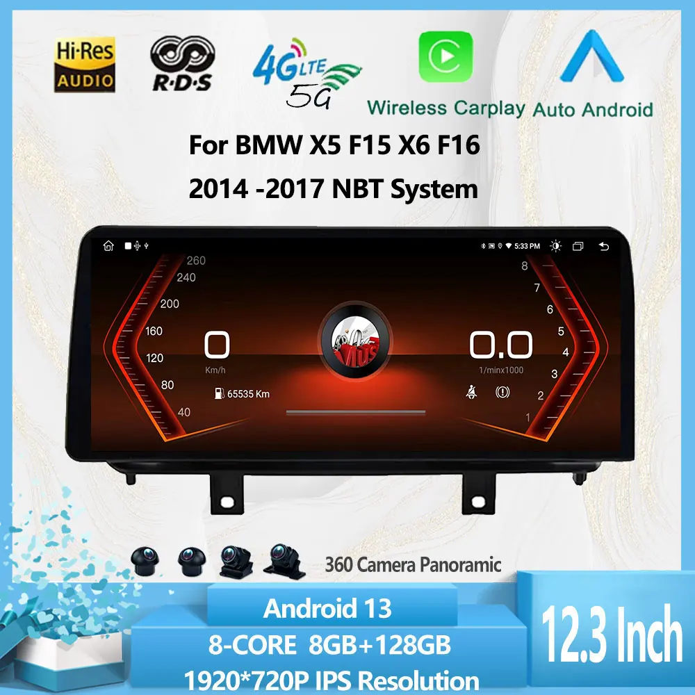 

12,3 дюймов для BMW X5 F15 X6 F16 2014 -2017 система NBT Android 14 Автомагнитола Мультимедиа GPS навигация интеллектуальная система IPS DSP
