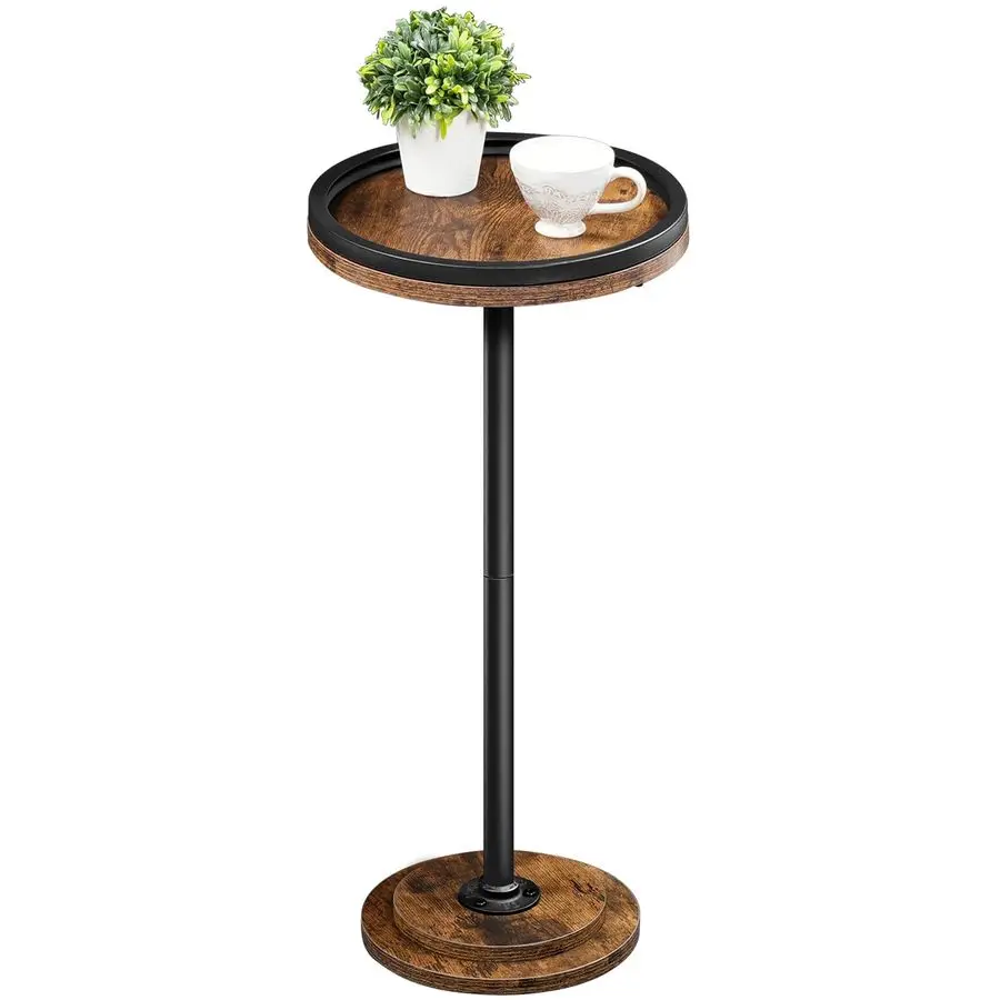 Round Drink Side Table Small Pedestal Accent Table Martini Coffee Table for Small Spaces 11.8"D x 11.8"W x 25.6"H
