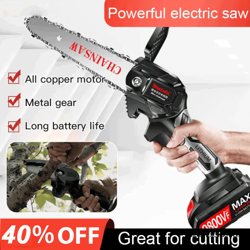 Chain Saw Pruning Saw 4/6 Inch Portable Rechargeable Lithium Electric Saw Household Outdoor Wireless Small Wood Cutter PowerTool