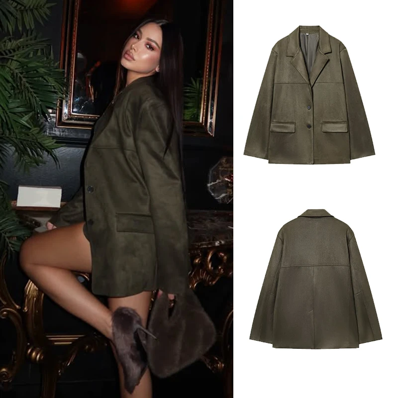 

Women's Blazer 2025 Autumn Winter New Fashion Solid Color Long Sleeves Suit Jacket Female High Street Elegant New Coats