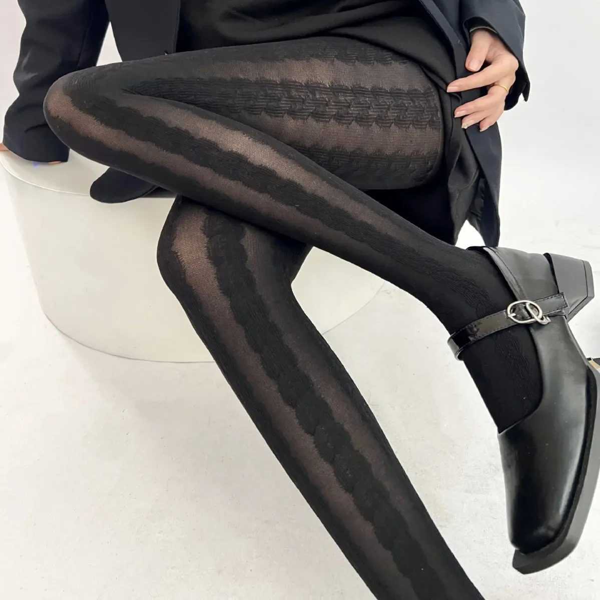 

Chain Vertical Stripe Pattern Pantyhose Warm High Elastic Geometric Jacquard Hottie Sexy Tights Various Styles