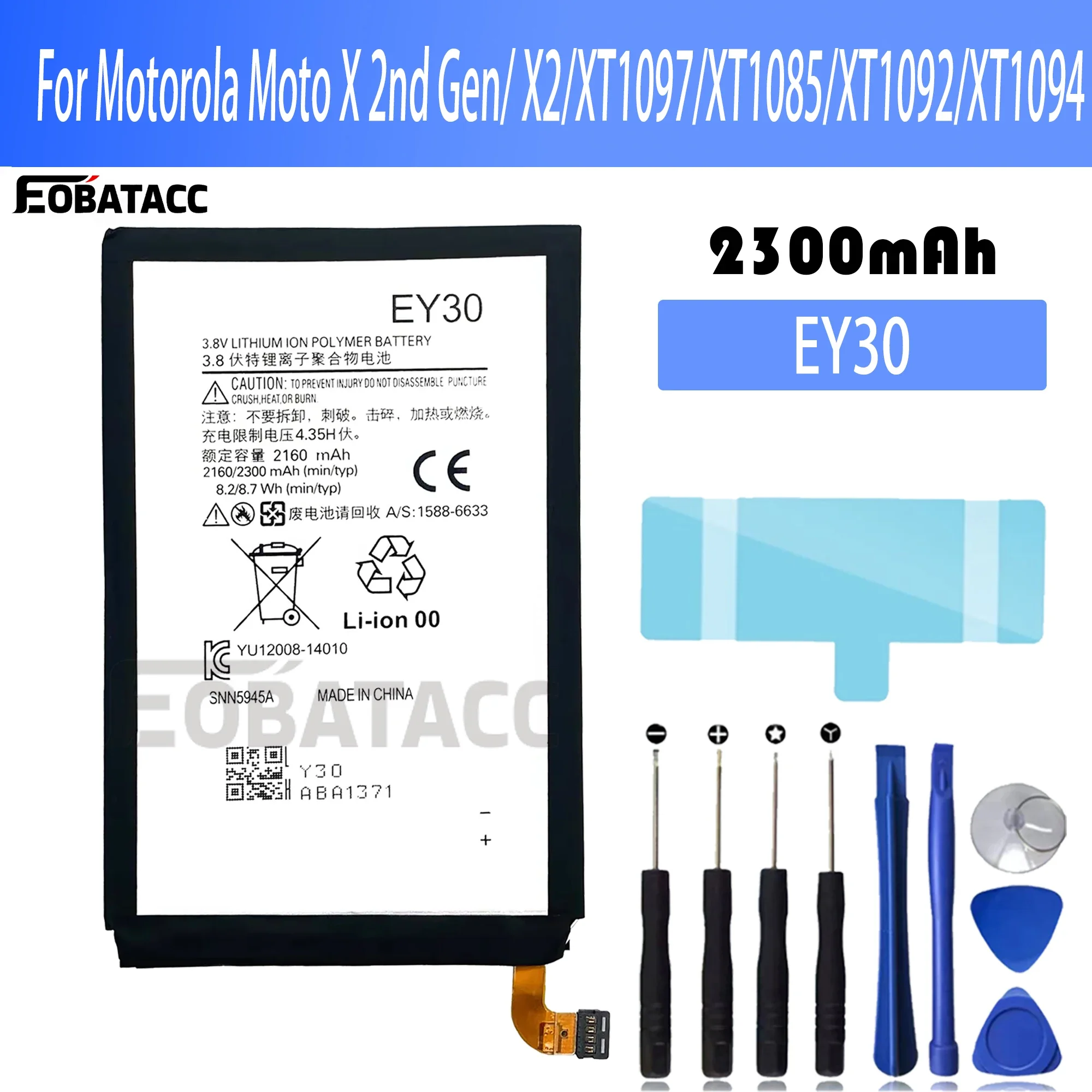 

100% New Original Battery EY30 For Motorola Moto X 2nd Gen/ X2/XT1097/XT1085/XT1092/XT1094 + Free Tools