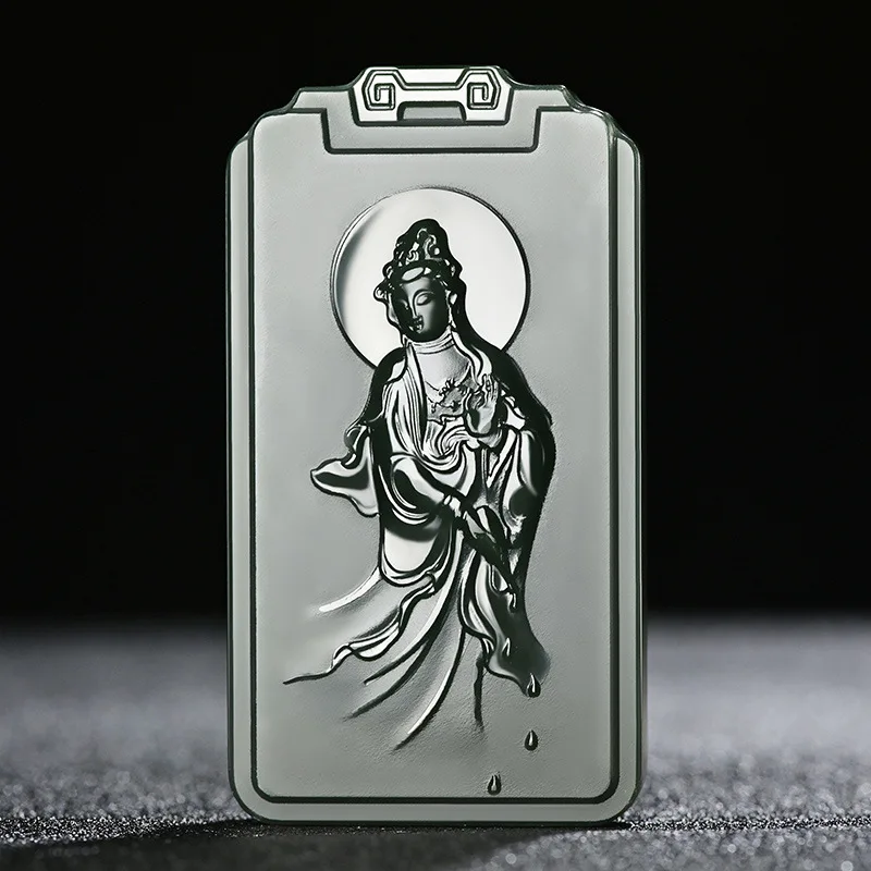 

Изысканные ювелирные изделия, натуральный нефрит Хэтянь, нефрит Цинюй, пагода Гуаньинь, нефритовый кулон для мужчин и женщин