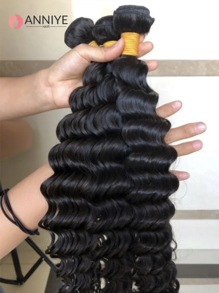 ディープウェーブバンドルブラジルレミー生バージン織り 100% 人毛ルースカーリーウォーターウェーブエクステンションバンドル編組髪