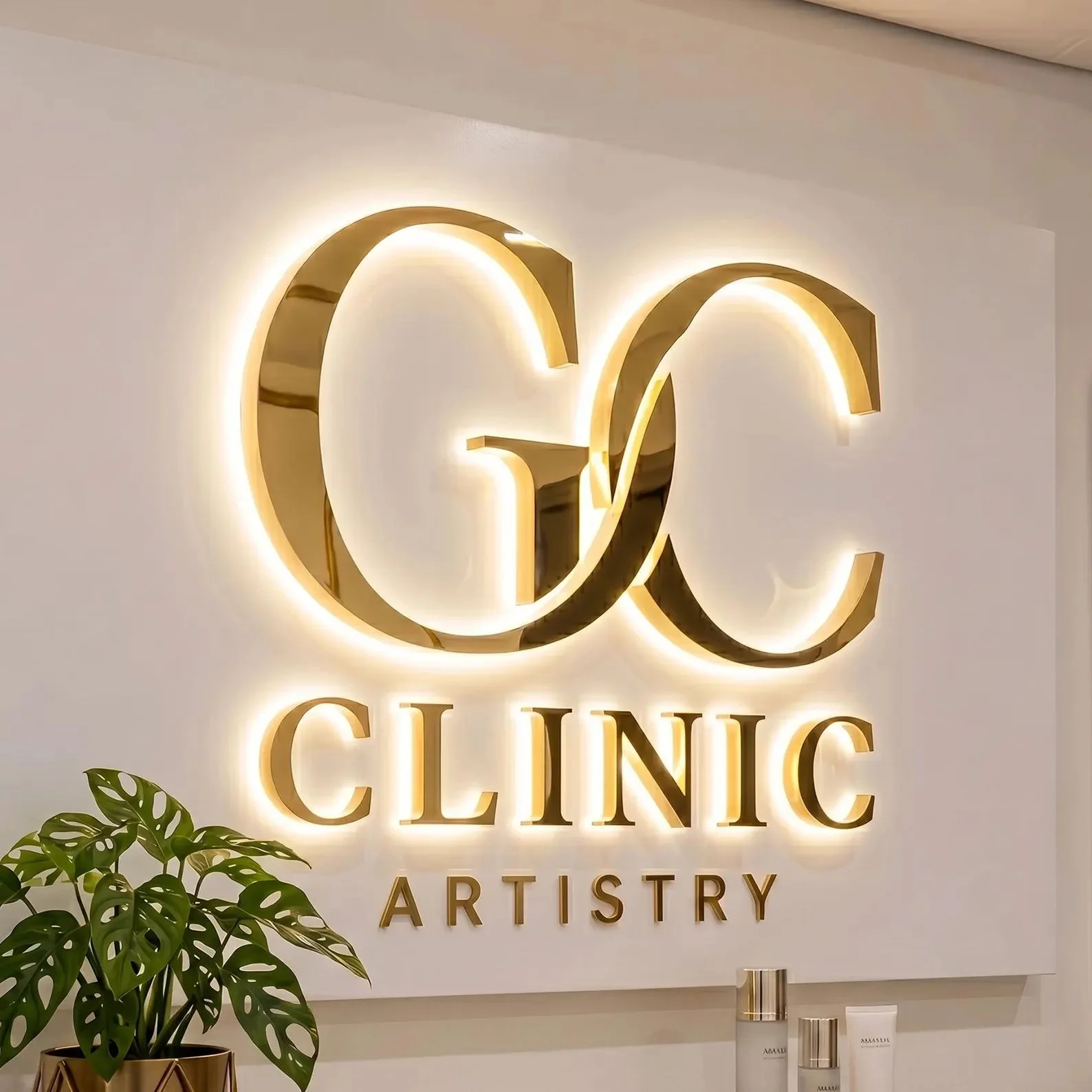 Custom 3D Metal Backlit Business Sign, Laser Cut Storefront LED Wall Signage, 3D Illuminated Storefront Signs, 3D Backlit Signs