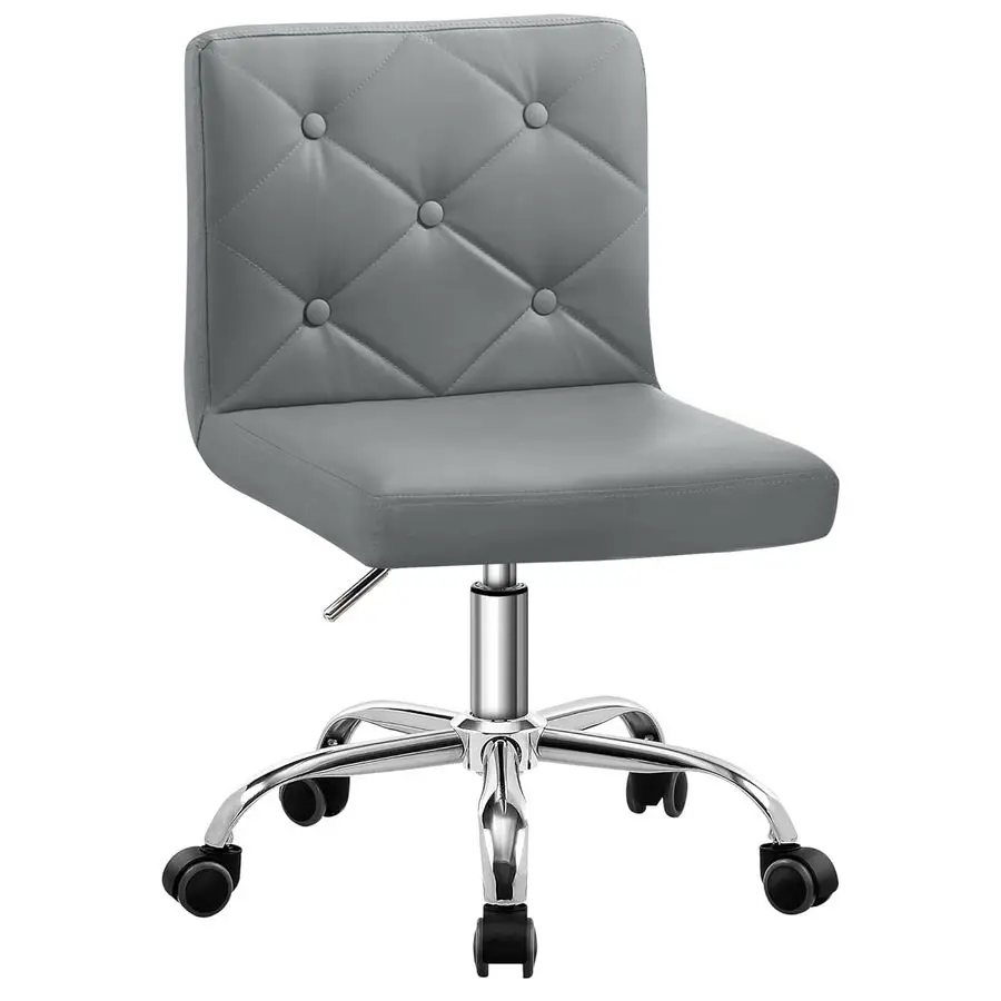 

PU Leather MidBack Armless Desk Chair Adjustable Height 360 Rolling Swivel for Home Office Work, Grey