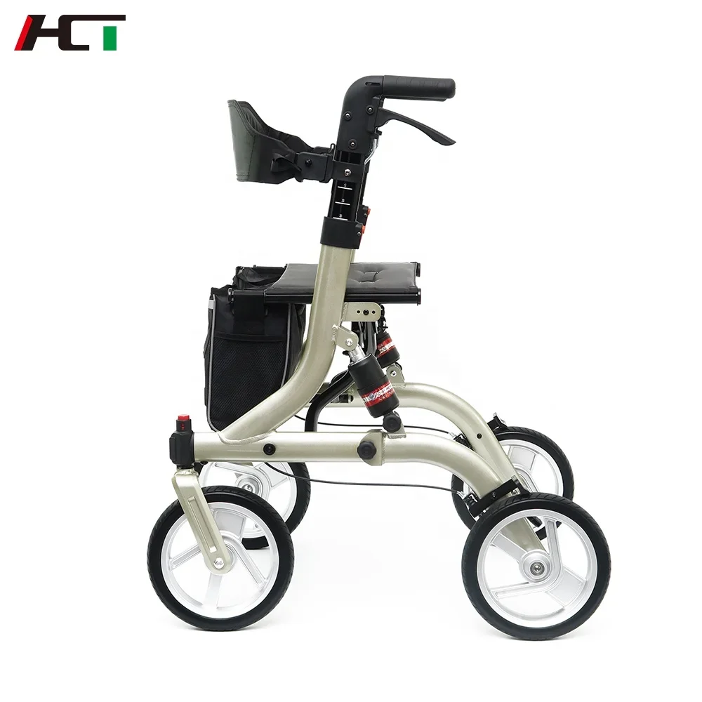 HCT-9123D Wholesales Aluminum Patient Health Care Walking Aid Senior Rollator Walker with Handle and Brakes for Elderly