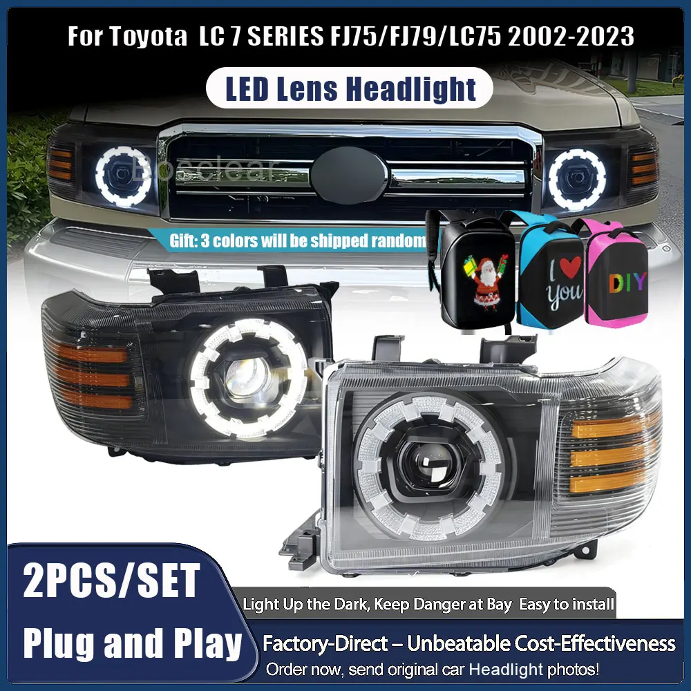 

Светодиодные фары для Toyota LC 7 SERIES FJ75/FJ79/LC75 2002-2023, комплект фар с ДХО, сигнальные автоаксессуары, модифицированные лампы