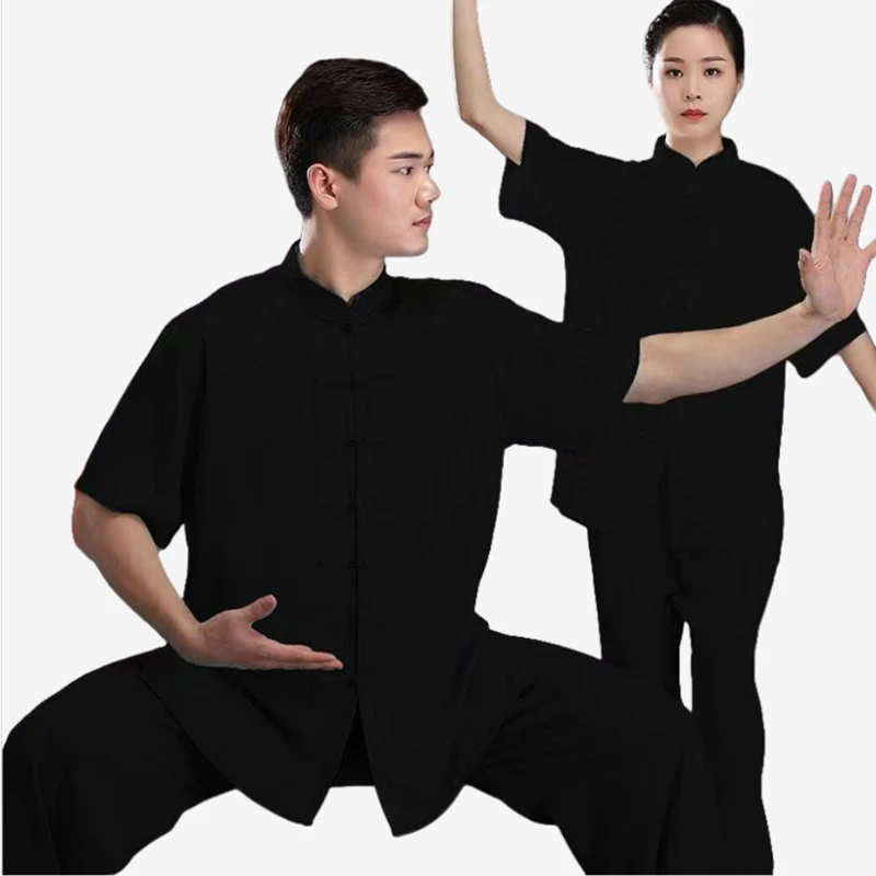 زي تاي تشي الصيني القطني الووشو الكونغ فو ملابس الأطفال الكبار فنون الدفاع عن النفس الجناح تشون دعوى تايتشي أداء تانغ البدلة