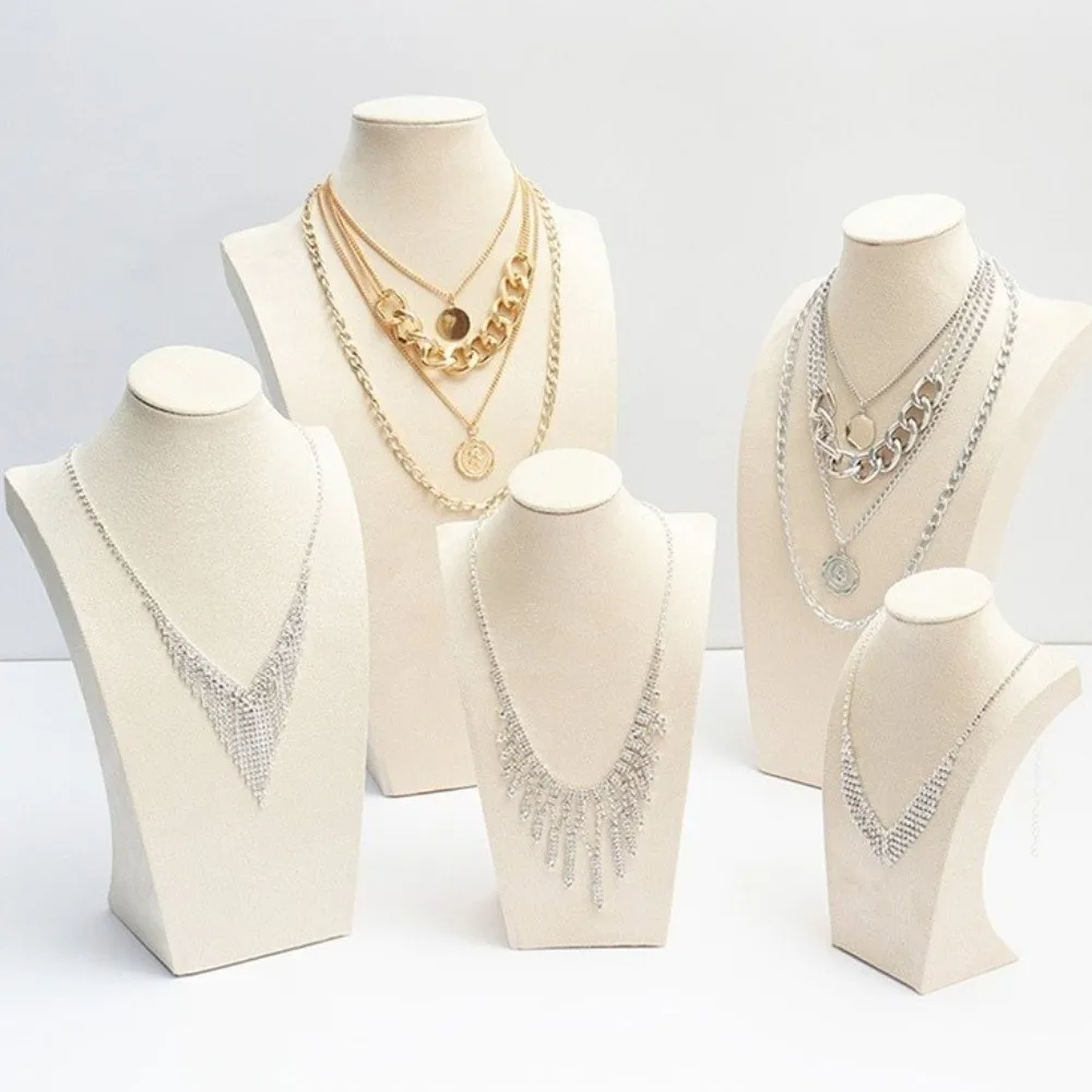 Durable Velvet Cloth Necklace Display Stand Neck Mold Counter Use Jewelry Show Rack Human Shape Ornament Holder Jewelry Show