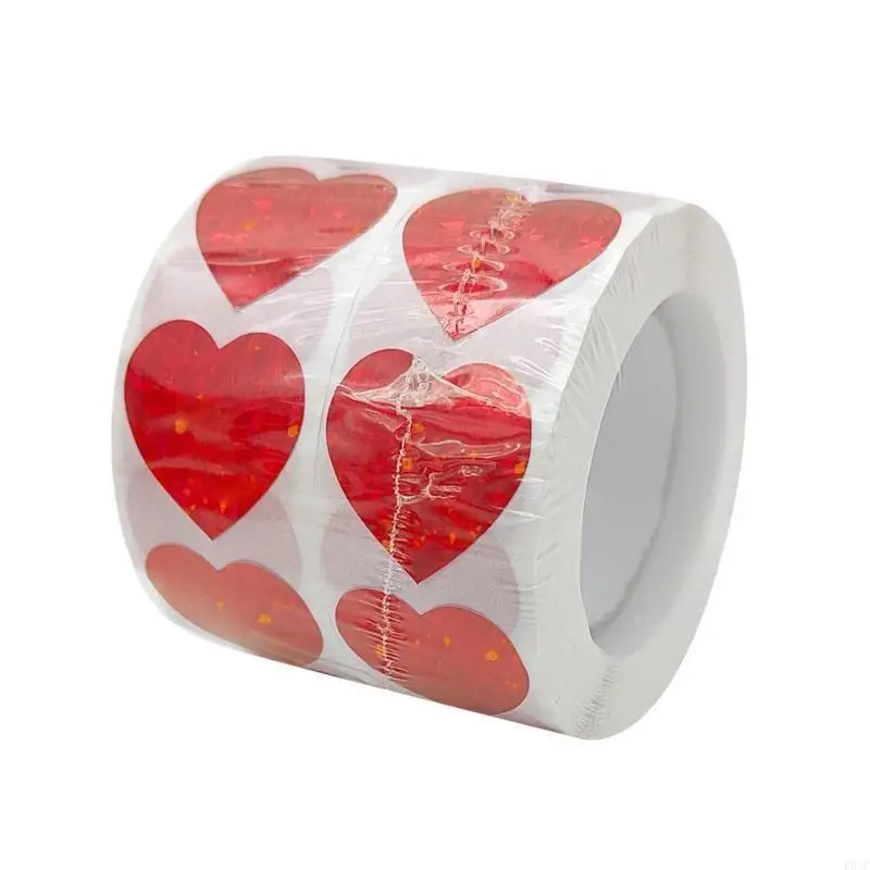 R9JC 500PCS Red Heart Labels Valentine's Day Pay bao