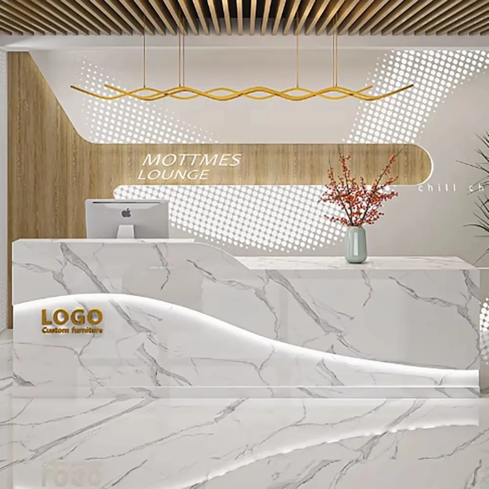 

Trendy Elegant Reception Desk Modern Luxury Simple Esthetics Reception Desk Unique Professional Comptoir Commercial Furniture