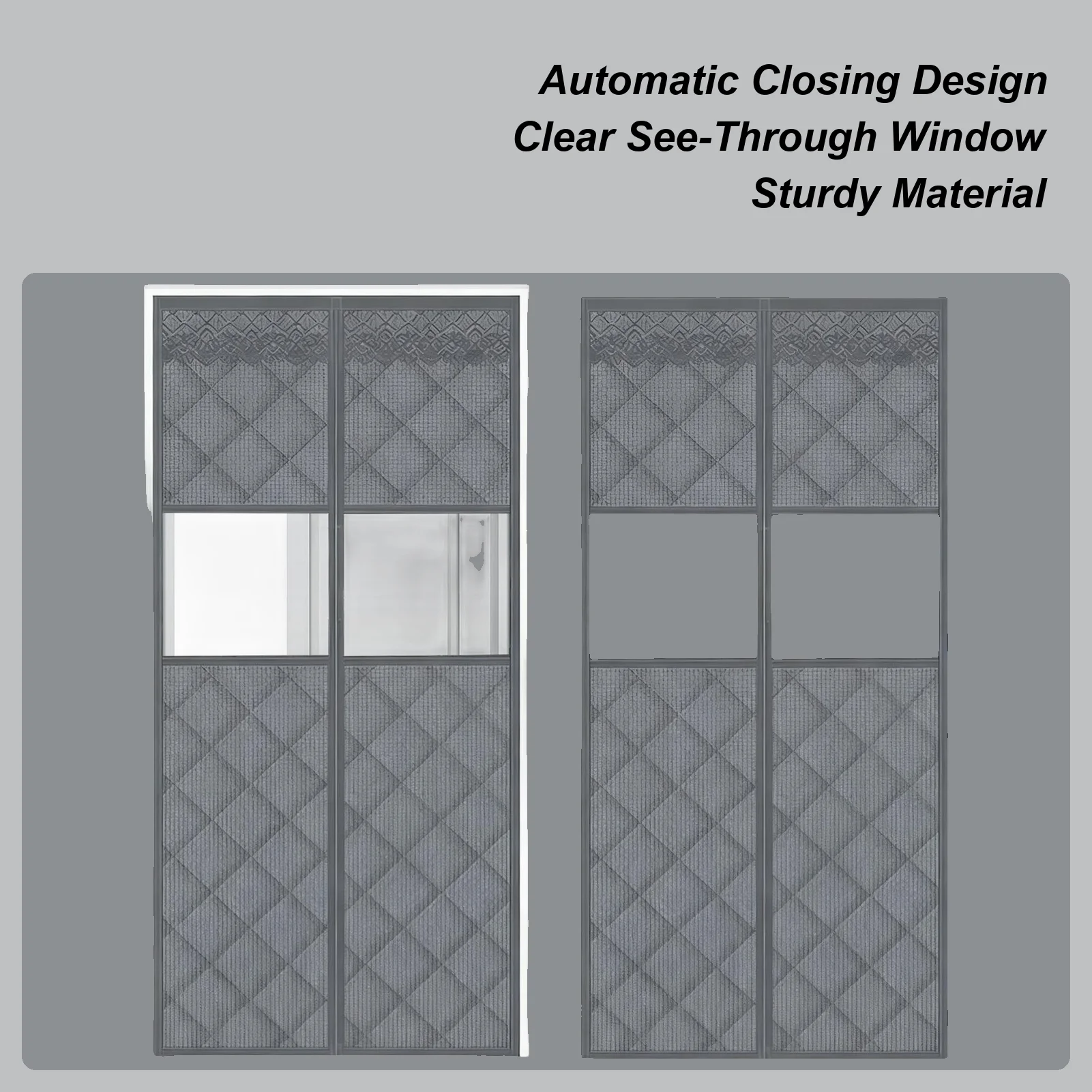 Door Insulation Cover Magnetic Barrier With Clear Window Weatherproof Heat Protection Door Cover For Winter Home Entrance