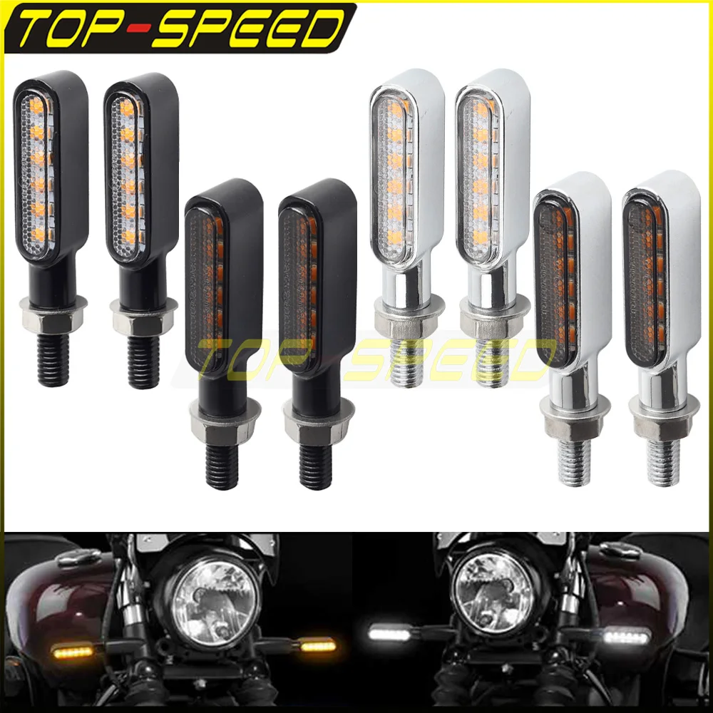 

12V Motocross LED DRL Blinker Indicator Light E24 E-Mark Turn Signal Lights For Harley Touring Softail Dyna Sportster Street