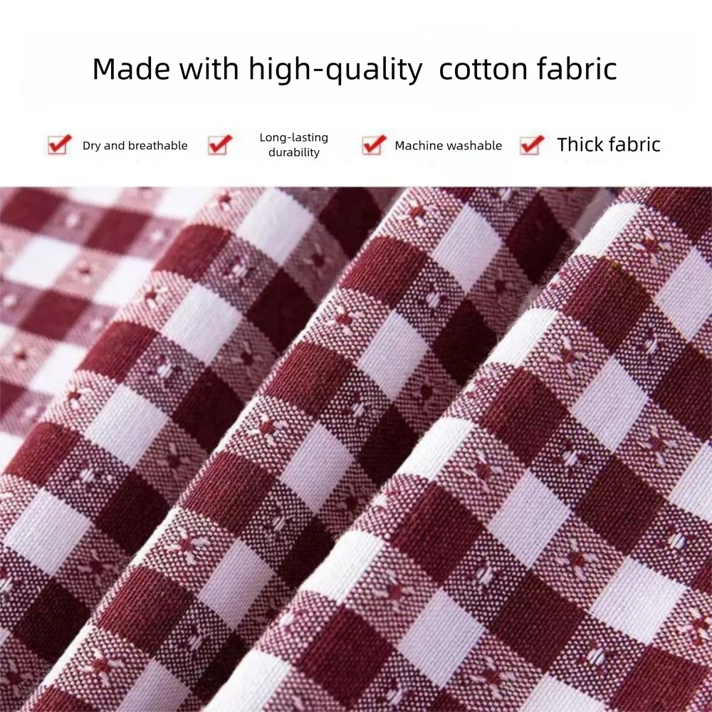 

Household Plaid Women Apron Cotton Overalls Oil-proof Chef Aprons Large Pocket Cooking Apron Cleaning Accessories