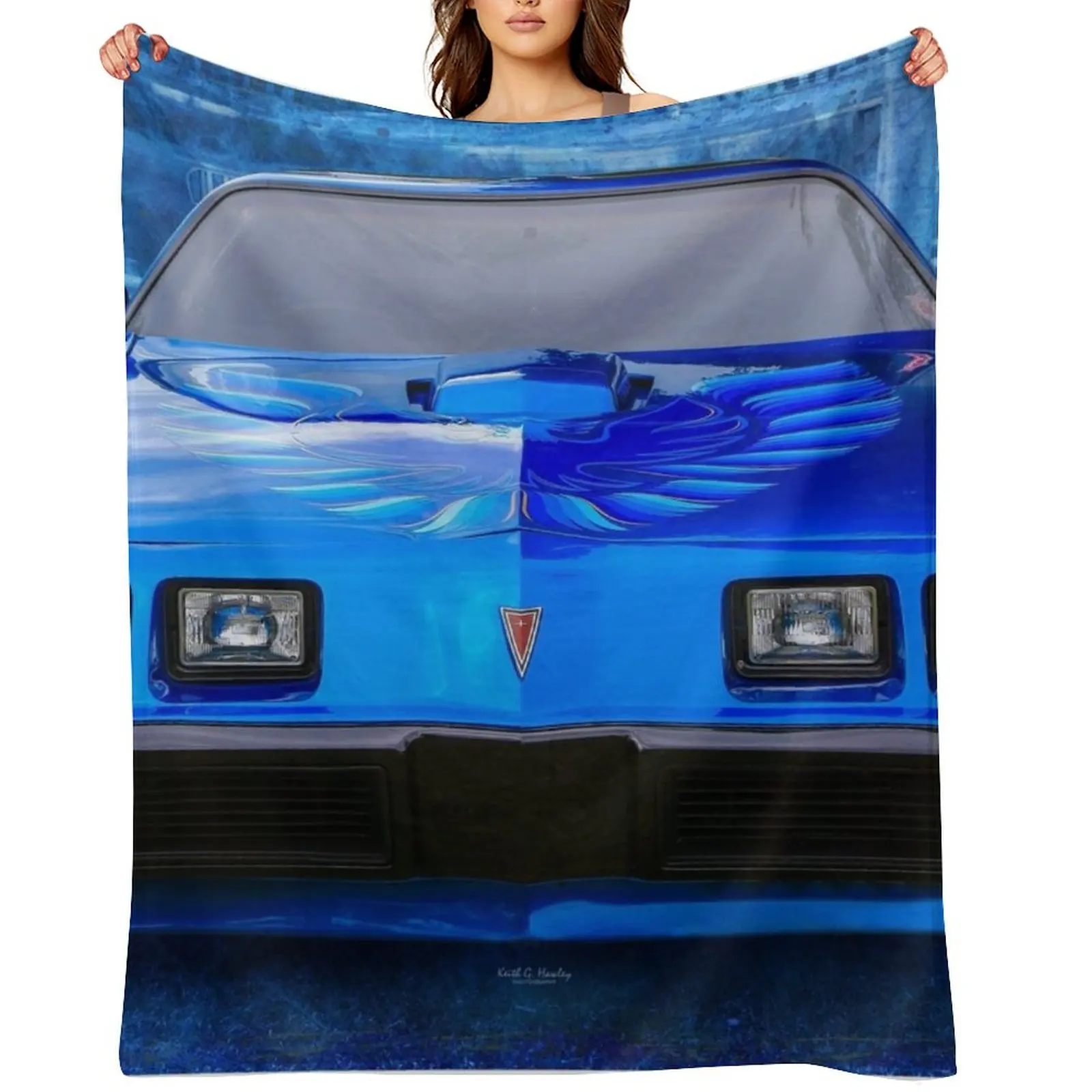 

Trans Am in Blue Throw Blanket funny gift Custom Soft anime Blankets
