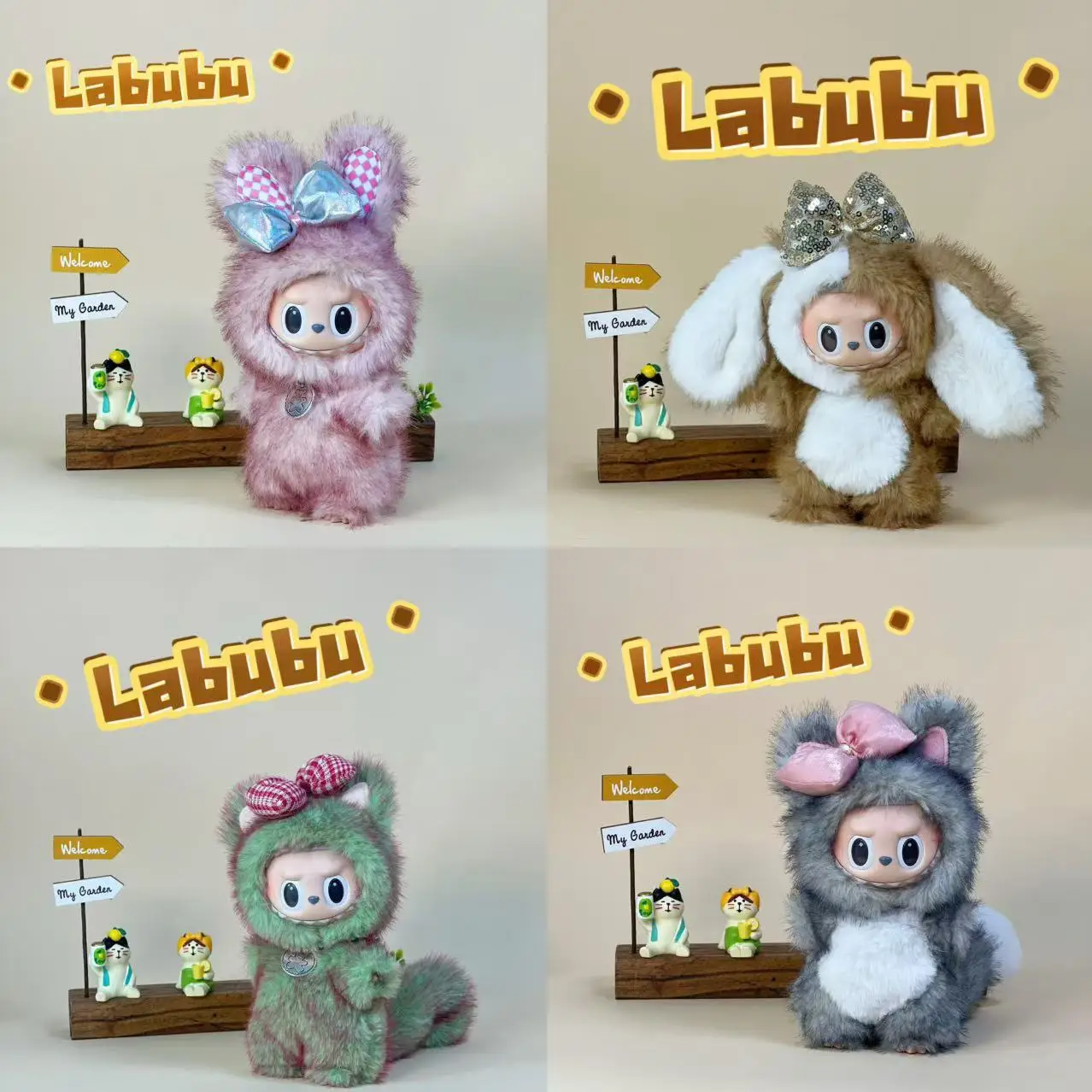 فقط الملابس مناسبة لفساتين Labubu المختلفة ذات الطابع القطيفة والأقواس لإظهار جو لطيف