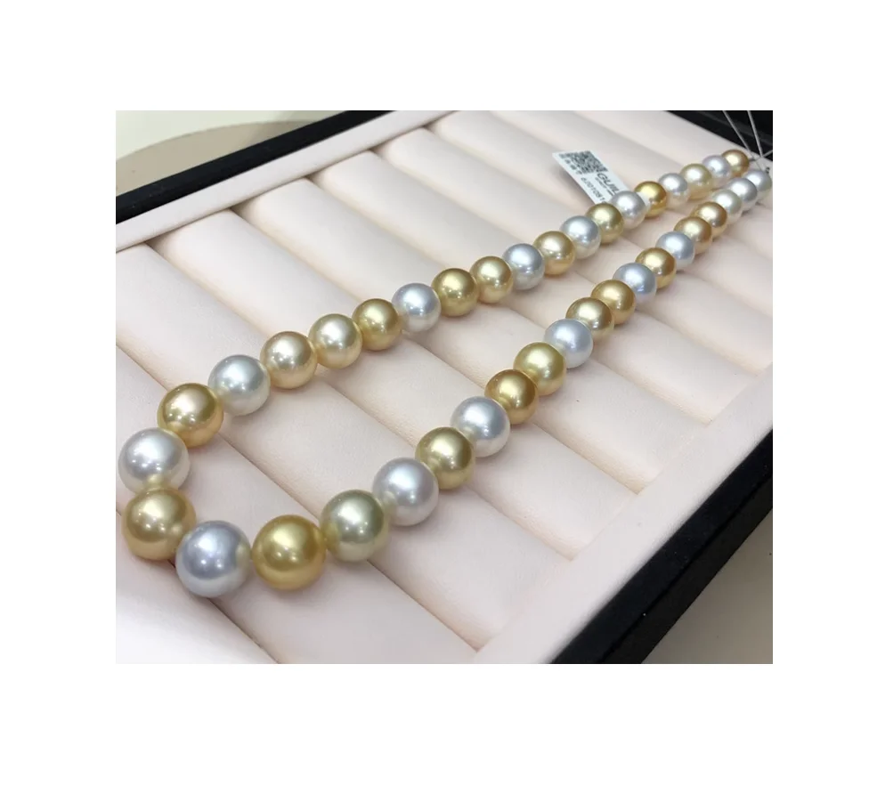 Rare 11-14mm South Sea White Gold Pearl Necklace / 18 Inches