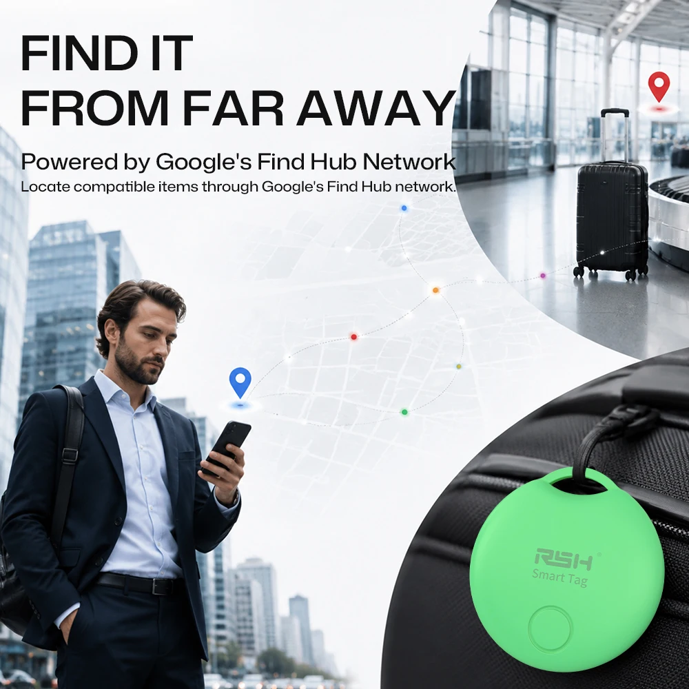 Bluetooth Smart Tag Item Locator Anti‑Lost Finder Compatible with Google Find Hub Mini Tracker for Car Key Wallet Suitcase Bag