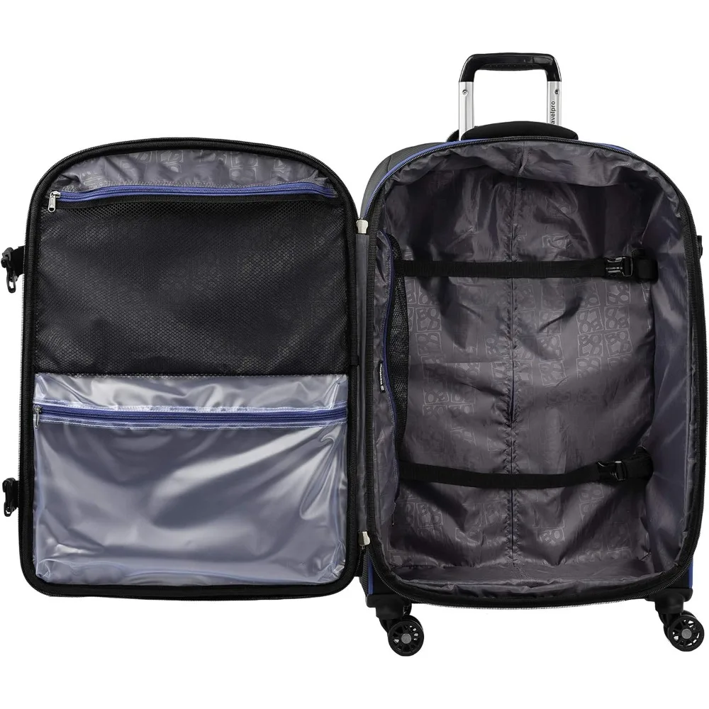 bagagem giratória expansível de 26 polegadas em azul/preto