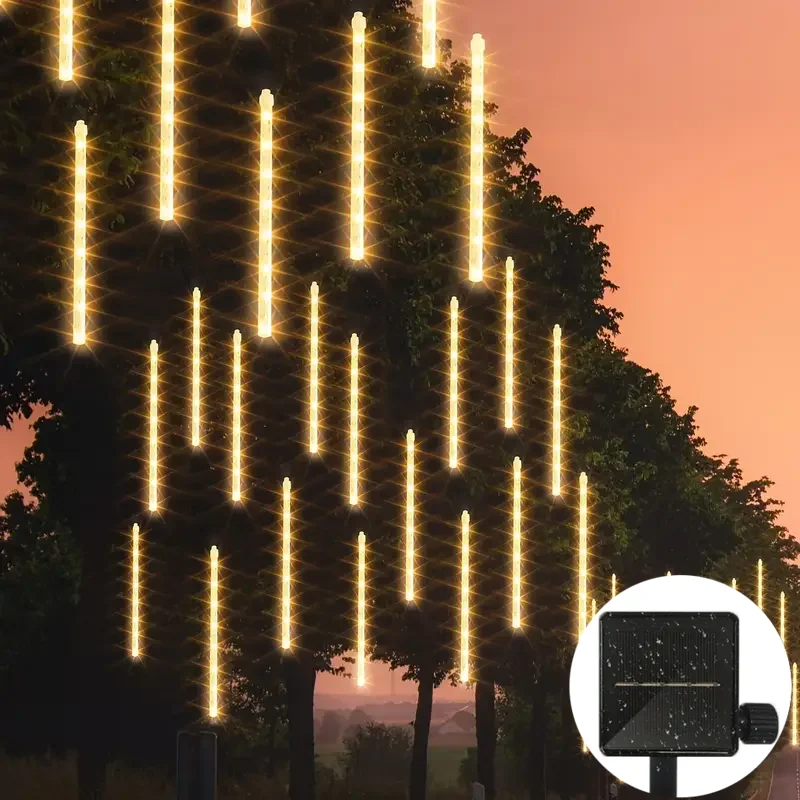 

30/50cm Solar Meteor Shower Rain Holiday Light Led Light String Outdoor Christmas Decoration for Tree Garden 8 Tube Fairy Light