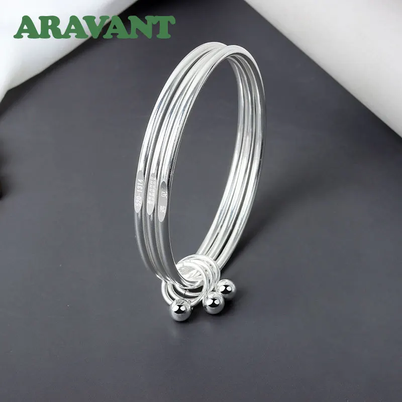 ARAVANT Armreif aus 925er Silber mit drei Glocken für Damen, Modeschmuck – Detail 3