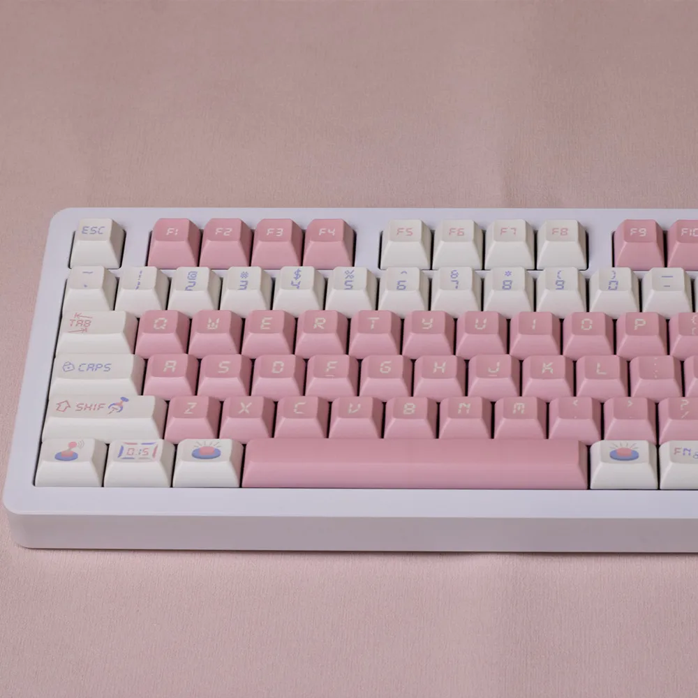 

PBT Doll Machine Keycap Pink Cute Style KCA Profile DYE SUB 142 Keys ISO Enter For GH60 GK61 SK64 RK68 RK87 Mechanical Keyboard