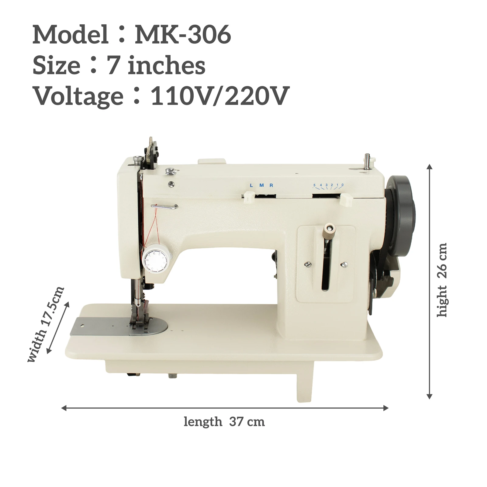 Household 7'' Flat-Bed Lock Single Sewing Machine Walking Foot Tailor Portable Design 110V/220V Compatible 1 Year Warranty