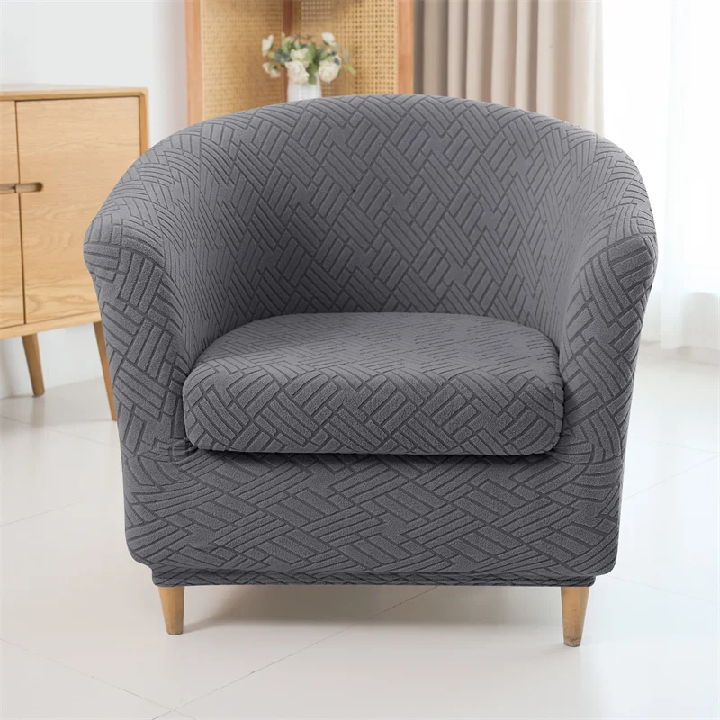 2pcs/set Jacquard Club Tub Chair Cover with Cushion Cover Elastic Armchair Slipcover Non Slip Couch Cover Furniture Protector image 3