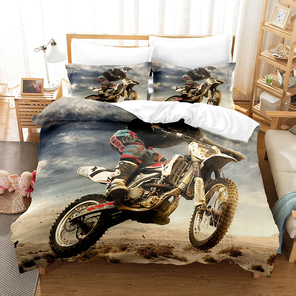 Imagem -02 - Motocicleta Conjuntos de Cama Duvet Cover Conjunto com Fronha Twin Completo Rainha King Bedclothes Roupa de Cama 3d a