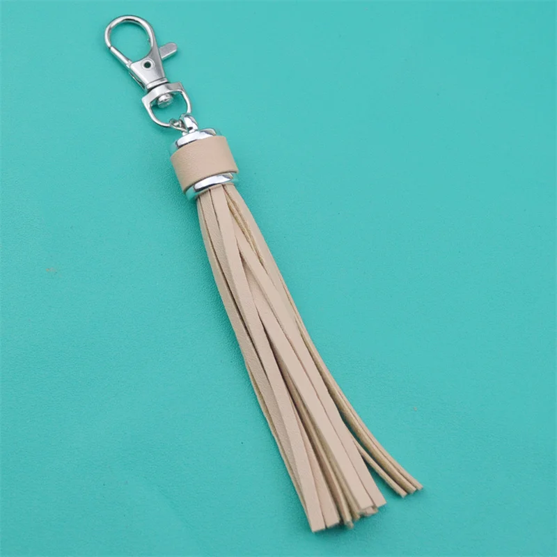 WFFNNKC 4-6Pcs Faux PU Leather Tassel Pendants Women Men Key Chain Silver Lobster Holders DIY Decorate Fashion Jewelry Accessory