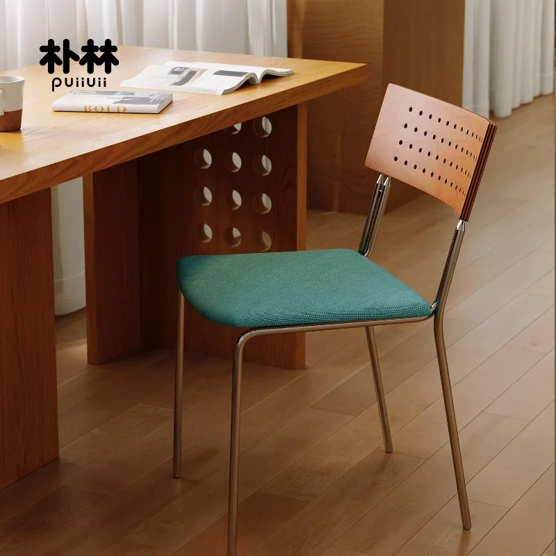 Modern Style Dining Chair  Retro Solid Wood Armless Kitchen Seats Vintage Accent Chairs  Rustic Decor Furniture