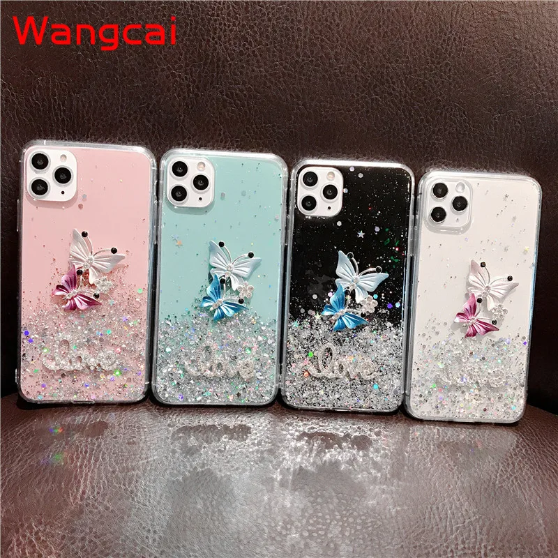 For Samsung Galaxy A14 A34 A54 A24 A21S A21 A01 A11 A41 A51 5G Phone case Luxury Bling Glitter Flower feather deer Cover