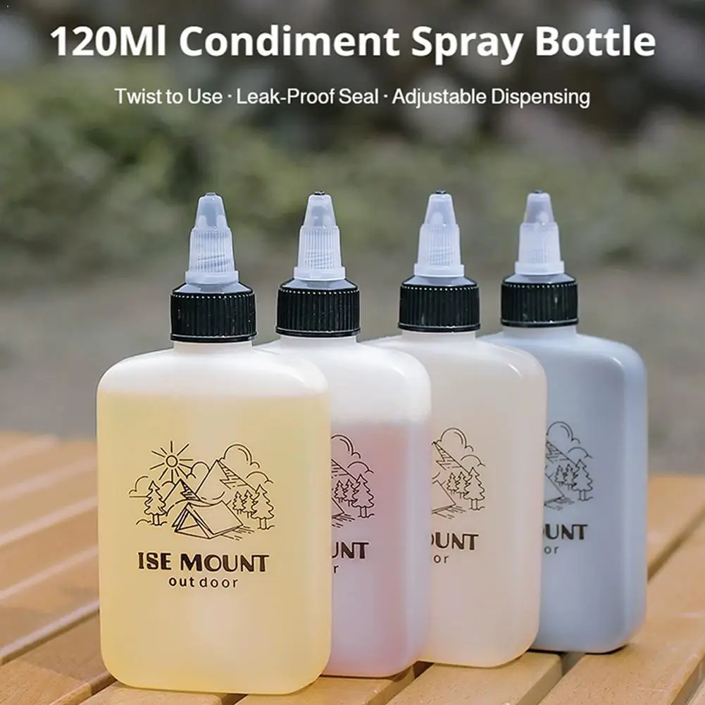 120ml Leakproof Camping Oil Dispenser Squeeze Bottle Portable Vinegar Sauce Jar With Twist Cap For Outdoor BBQ Grilling