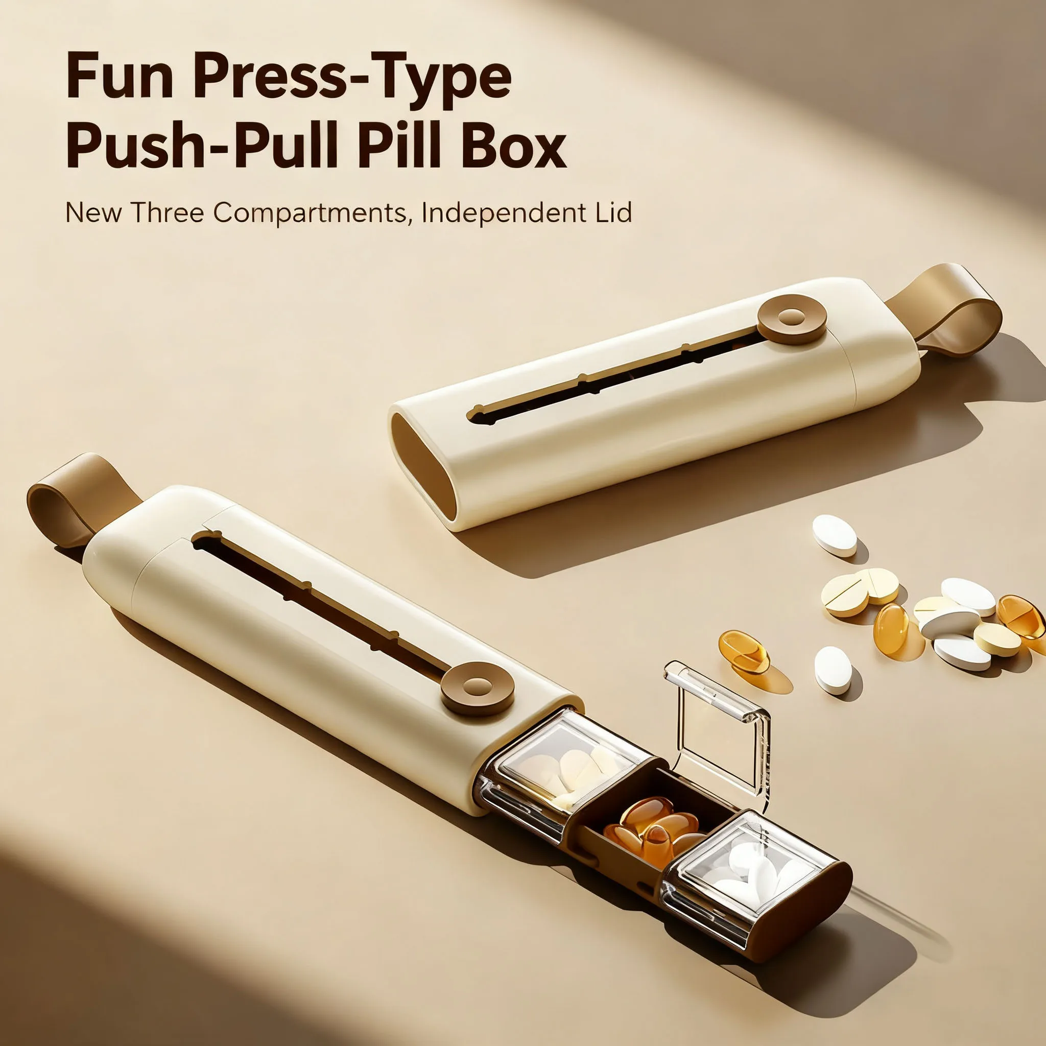 Travel Pill Organizer 3 Compartments with Lids Mini Portable Tablets Container for Vitamins Medicines Small Pocket Medicine Case