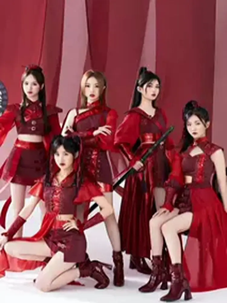 

Kpop Girl Group Starry Teens Performance Outfit Women's Classic Jazz Dance Set Stage Costume Nylon Material Spring Collection
