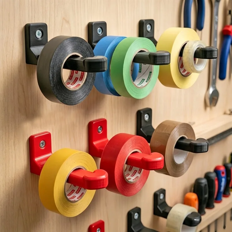 2/4/8 Stücke Robuster Wandmontage-Klebebandspender-Organizer, korrosionsbeständiger Haken, platzsparender Werkzeughalter für Werkstatt-Lochplatten – Detail 4