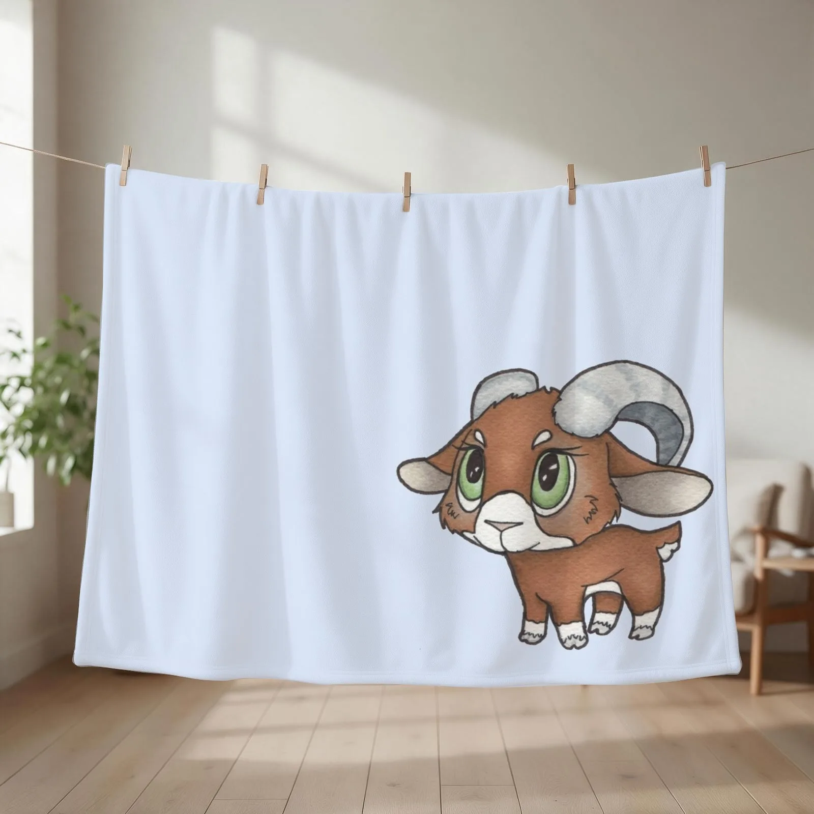 Cute Baby Ram Throw Blanket couch cozy soft plush fuzzy picnic outdoor blanket