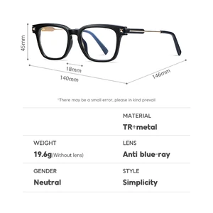 Peekaboo unisex Gafas de filtro de luz azul para mujeres Medio metal Gafas cuadradas Marco para hombres Tr90 Bisagra de primavera Negro Transparente 6 Mejores Peekaboo de ventas - №3