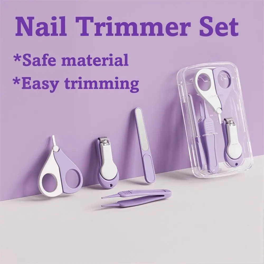 

4in1 Baby Nail Trimmer Set Safety Material Stainless Steel + ABS Newborn Grooming Kit Anti-crushing Meat Durable