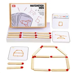 Montessori Matches Puzzles Game Wooden Toys DIY Math Geometry Board Game Thinking Match Logic Training Educational Toys For Kids