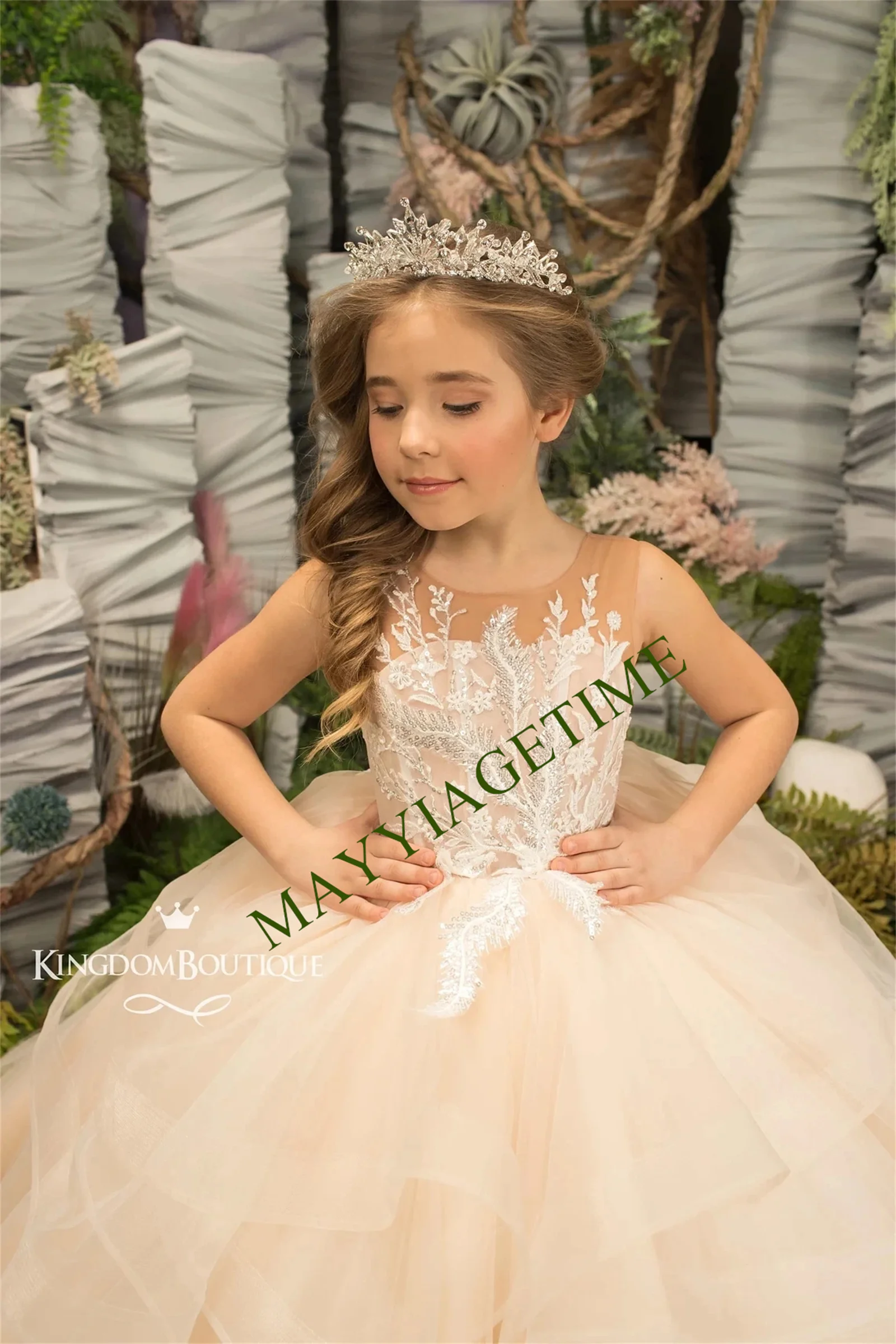 

Pink Flower Girl Dress Luscious Bridal Tulle Skirt with Layers Upon Layers of Horsehair Braid Trimmed Fluffy Gown