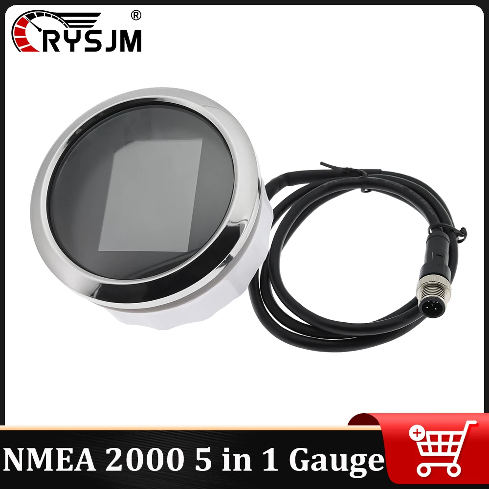 

Waterproof NMEA 2000 5 in 1 Digital Gauge RPM Tachometer Water Temp Oil Pressure Voltmeter With Alarm For Marine Boat 12V 24V