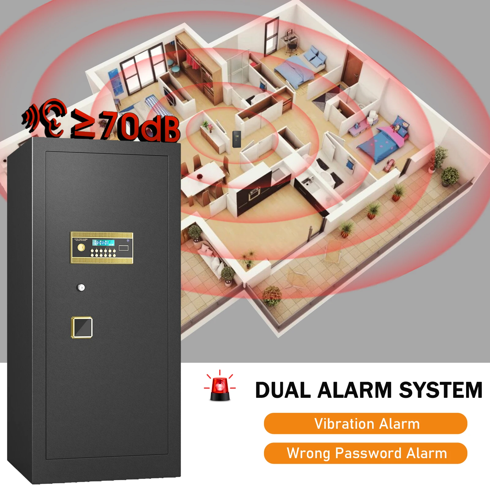 Cassetta di sicurezza extra large da 47,24 pollici, grande cassaforte resistente da 14,1 piedi cubi con serratura a doppia chiave di sicurezza e cassetta di sicurezza separata per documenti