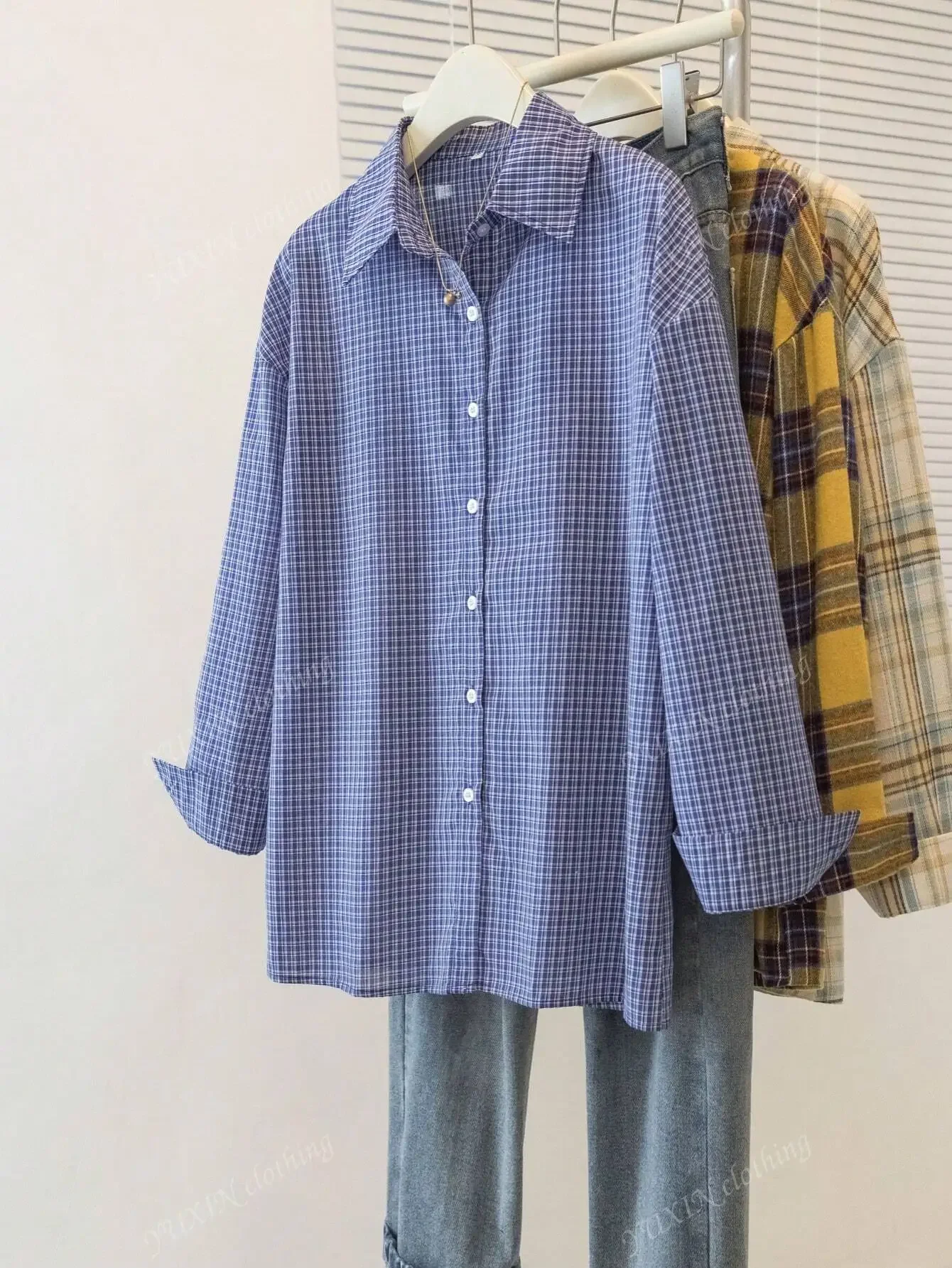 

Женская модная клетчатая рубашка с длинным рукавом в стиле ретро для женщин, женская весенне-осенняя шикарная свободная дизайнерская рубашка, блузка